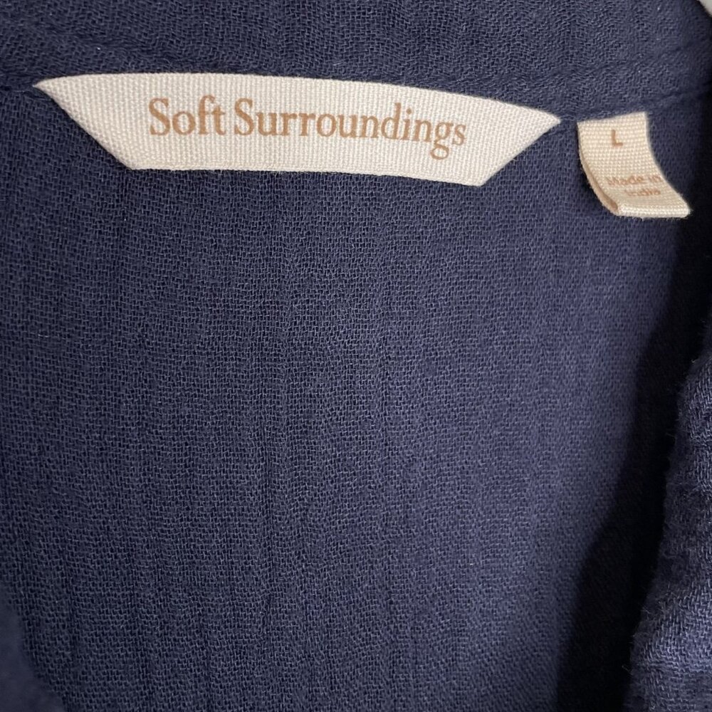 Soft Surroundings Navy Natasha Gauze Jumpsuit, L - Picture 10 of 11